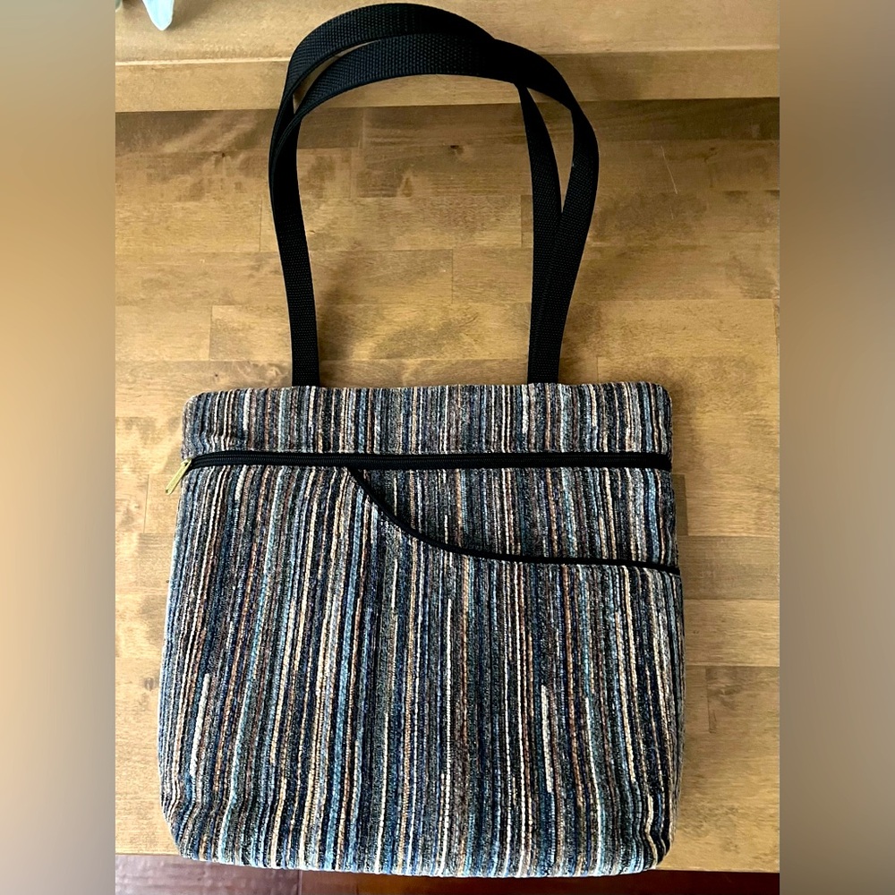 Danny K. Women’s Multicolor Tapestry Striped Tote w/Black Accents Nylon Straps